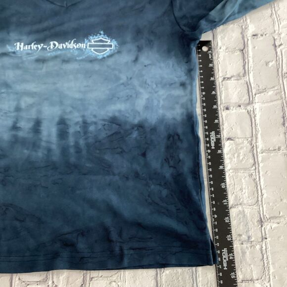 Harley-Davidson Shirt Women's Size XL Blue Barrett El Paso TX 3/4 Dyed V-Neck - Picture 8 of 9